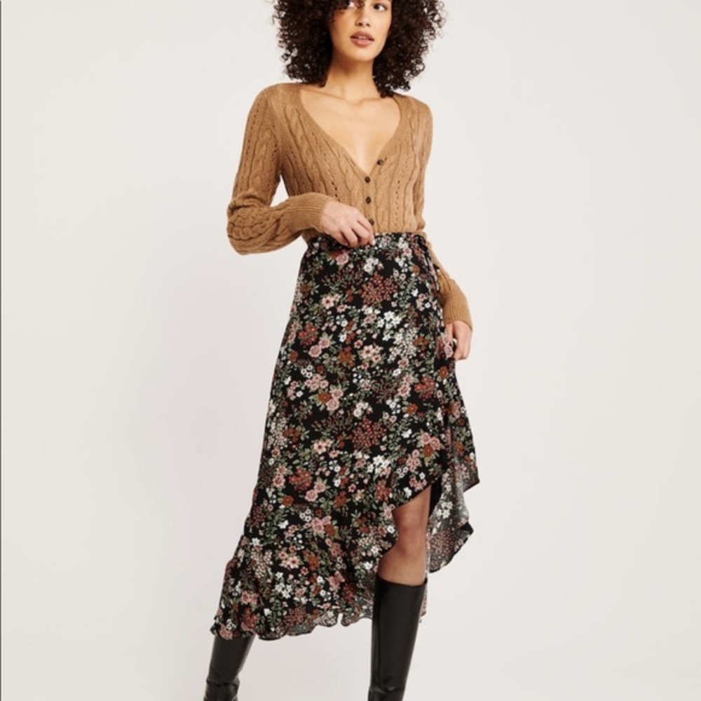 Ruffle Wrap Midi Skirt